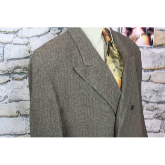 Donna Karan New York Mens Double Breasted Blazer Brown Textured Made in Italy - Picture 10 of 11